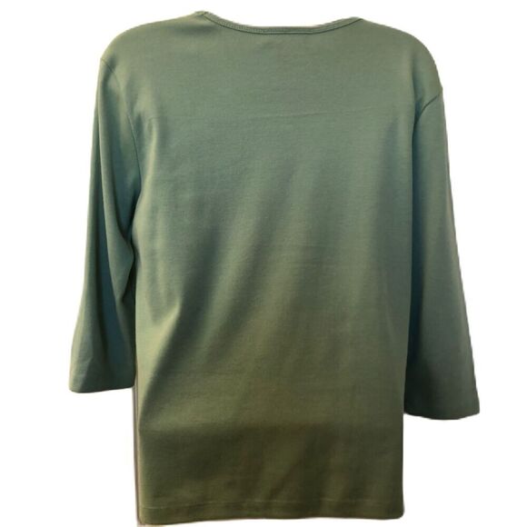 Vintage 90s Lauren Ralph Lauren Women's Sage Green Knit Scoop Neck Top P/L - Picture 3 of 8